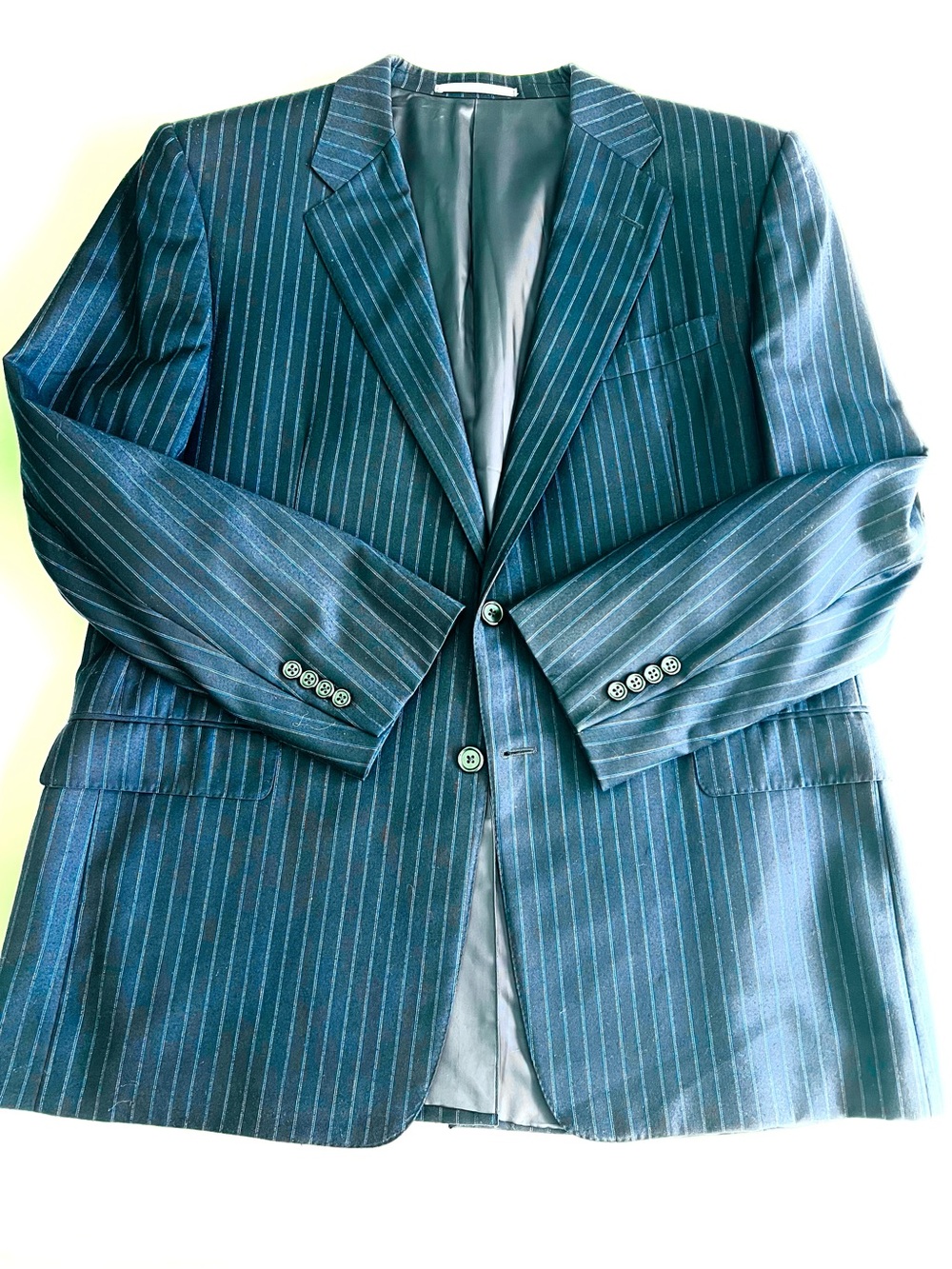 100% Wool Hickey Freeman Saks Fifth Avenue Men's Navy Pinstripe Tailored Jacket